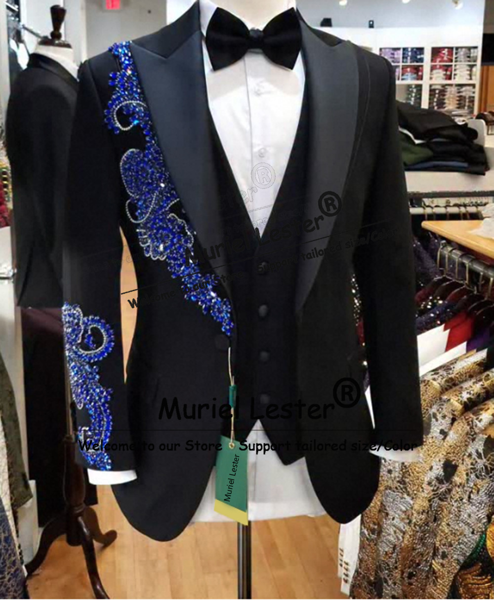 Men'S Formal Wear Attire - 남성용 고급 웨딩 수트, 보석 장식