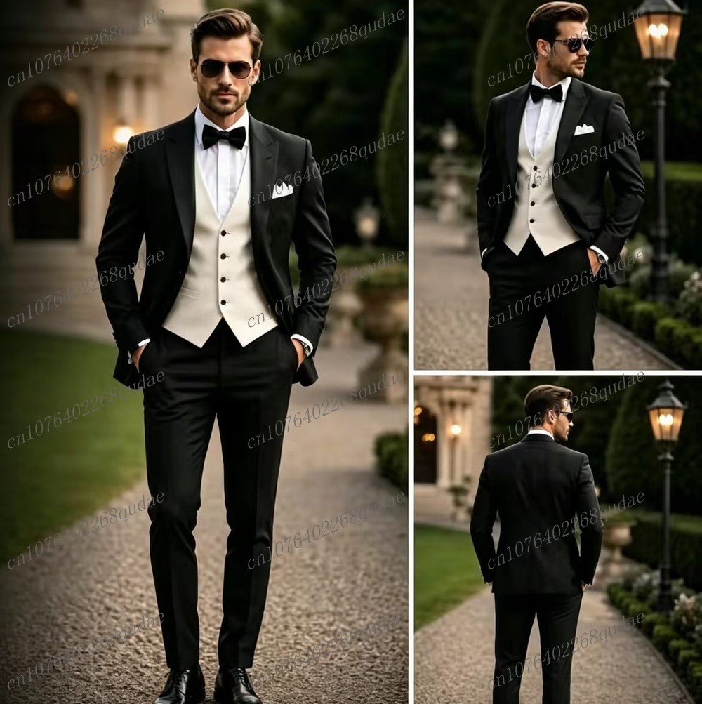 Formal Wear Jersey For Men - 정장 블랙 앤 화이트 남성 정장