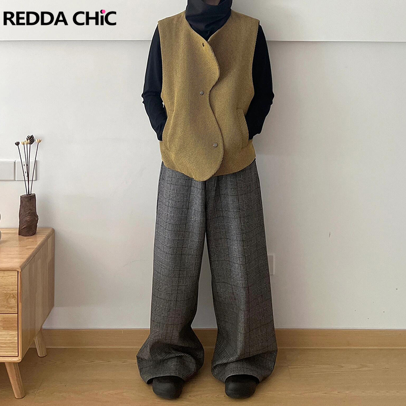 Dress Pant Flat Front - REDDACHIC 남성용 플랫 프론트 타탄 세트