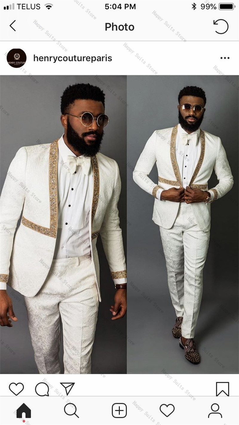 Formal Wear Jersey For Men - 화이트 가을 남성 정장 세트 2피스