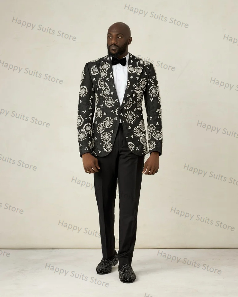 Formal Wear Jersey For Men - 크리스탈 블랙 신랑 남성 세트 블레이저