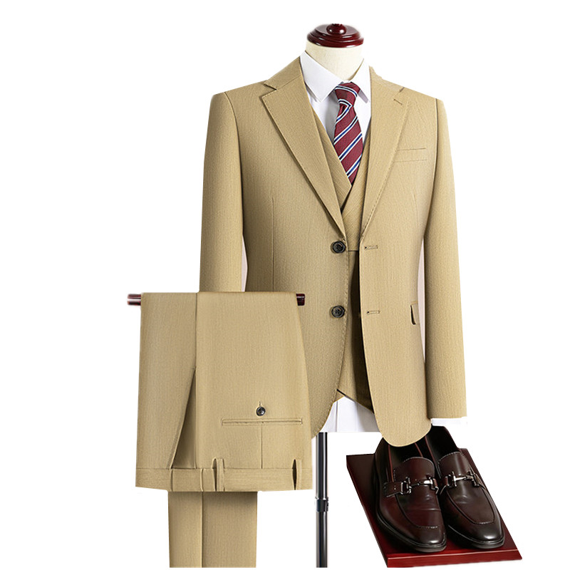 Khaki Formal Wear Men - 남성용 카키색 3피스 슬림핏 비즈니스 정장