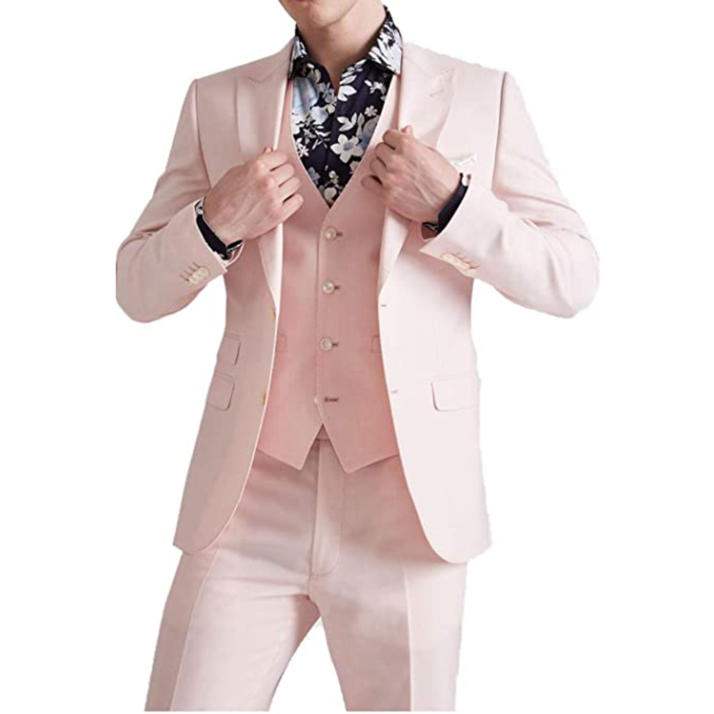 Men Formal Wear Pink - 여름 핑크 슈트 신랑 의상 슬림핏