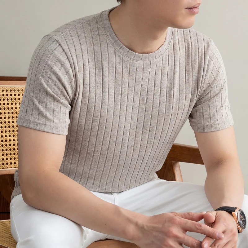 Men'S Used Formal Wear - 비즈니스 캐주얼 남성용 골지 티셔츠, 반팔,