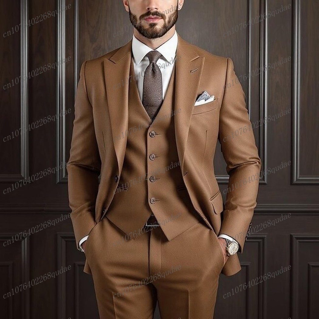 Formal Wear Jersey For Men - 브라운 정장 남성 정장 웨딩 파티