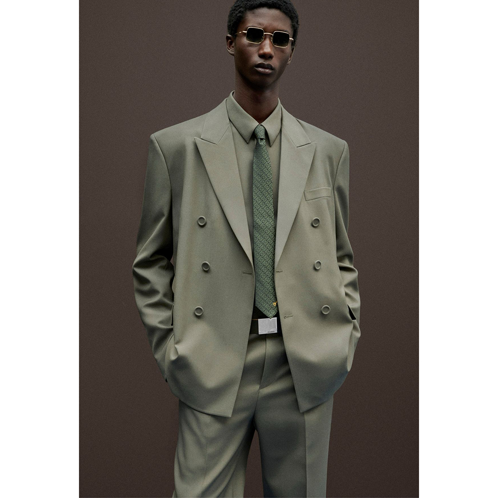 Khaki Formal Wear Men - 남성용 더블 브레스티드 수트 2피스 세트