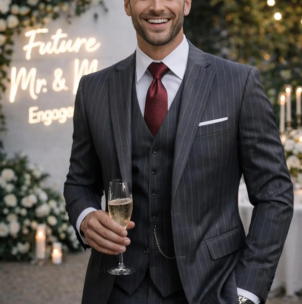 Men'S Formal Wear For Engagement - 우아한 3피스 웨딩 파티웨어 신랑 정장