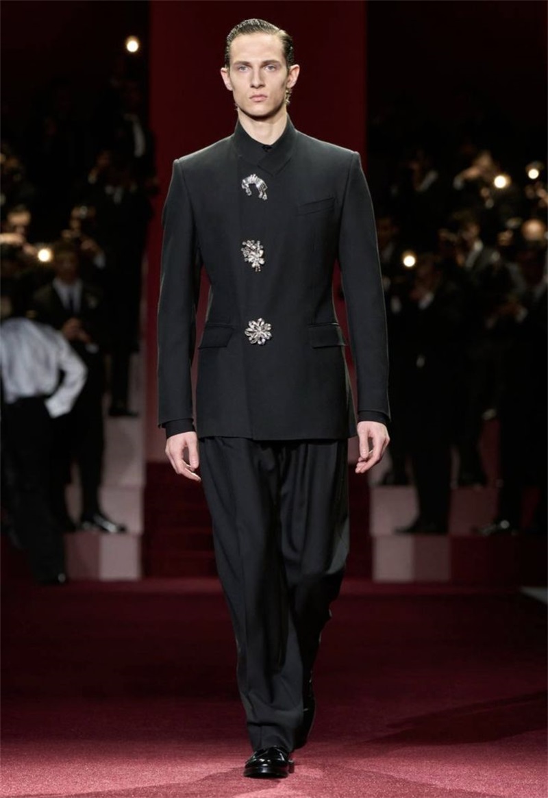 Formal Wear Jersey For Men - 블랙 크리스탈 남자 정장 세트 2