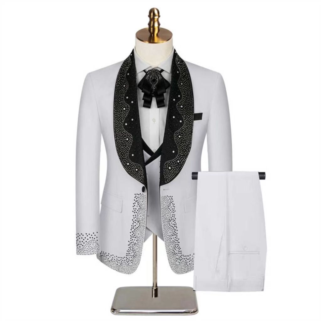 Formal Wear Jersey For Men - 화이트 남성 정장 세트 2피스 블레이저+바지