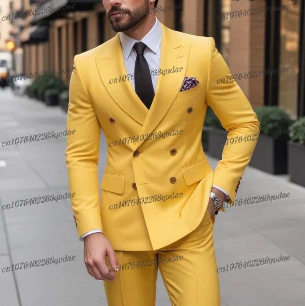 Formal Wear Jersey For Men - 노란색 정장 남성 정장 웨딩 파티