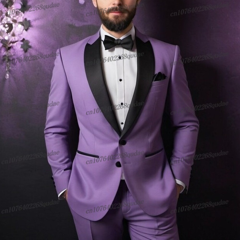 Formal Wear Jersey For Men - 블랙 칼라 연보라색 정장 남성 정장