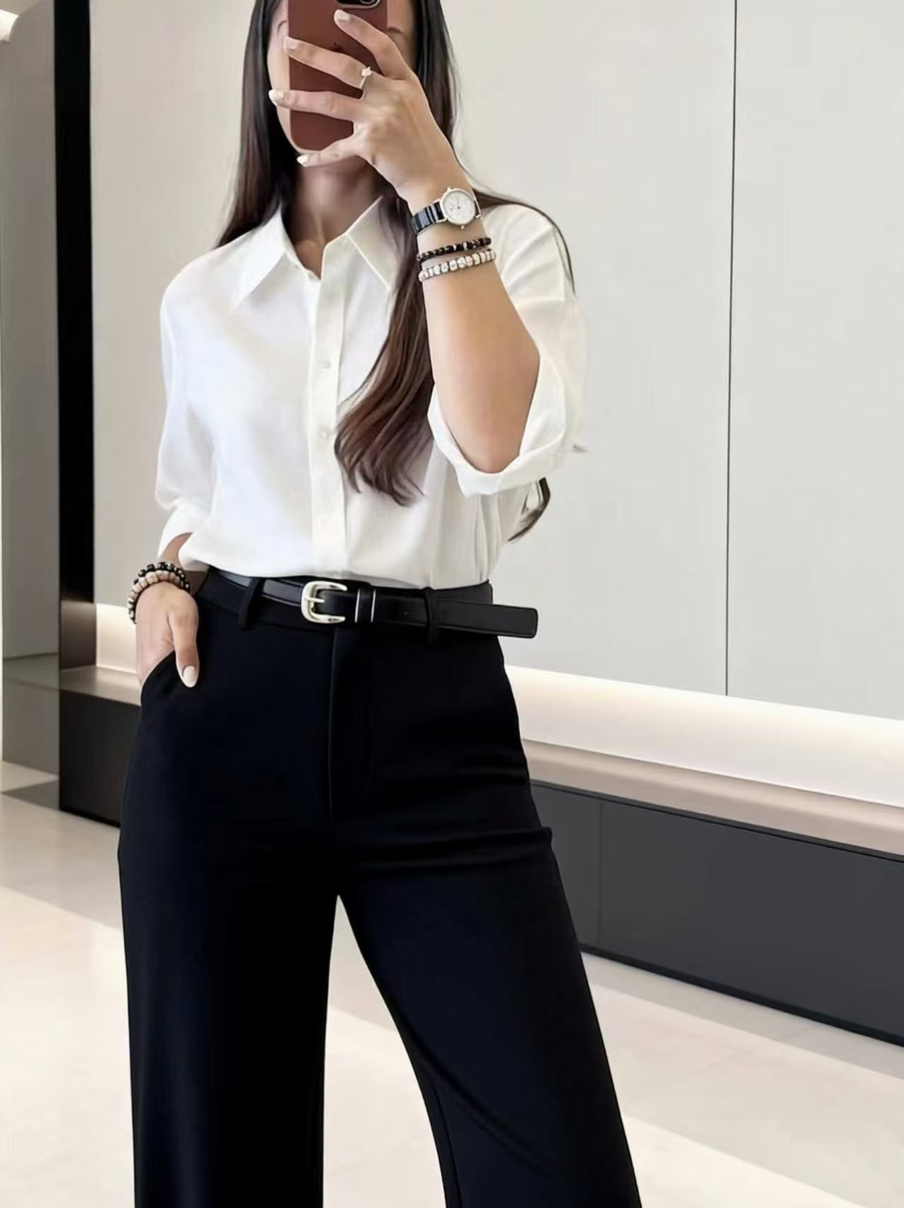 Dress Pant Flat Front - 하이라이즈 프론트 다트 플리츠 팔라조 팬츠
