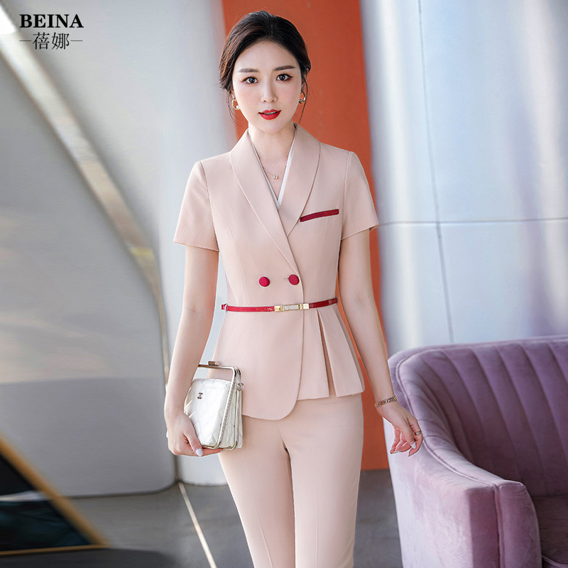 Dress Pant Flat Front - 여성용 여름 정장, 우아한 반팔 블레이저
