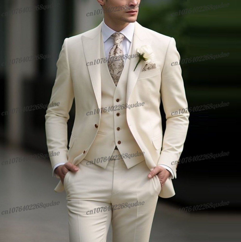Formal Wear Jersey For Men - 새로운 정장 아이보리 남성 정장 웨딩