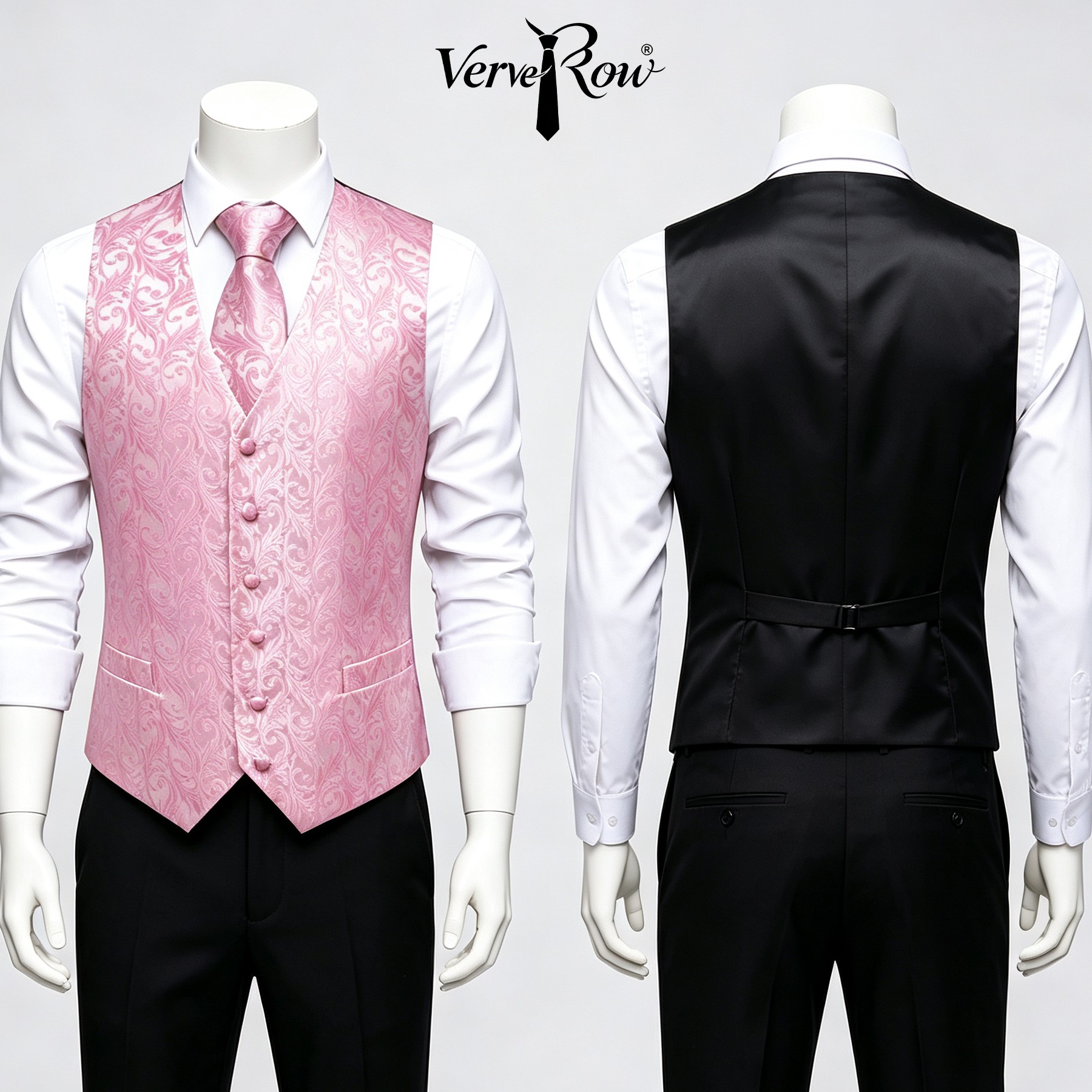 Men Formal Wear Pink - 남성용 핑크 넥타이 손수건 3피스 정장