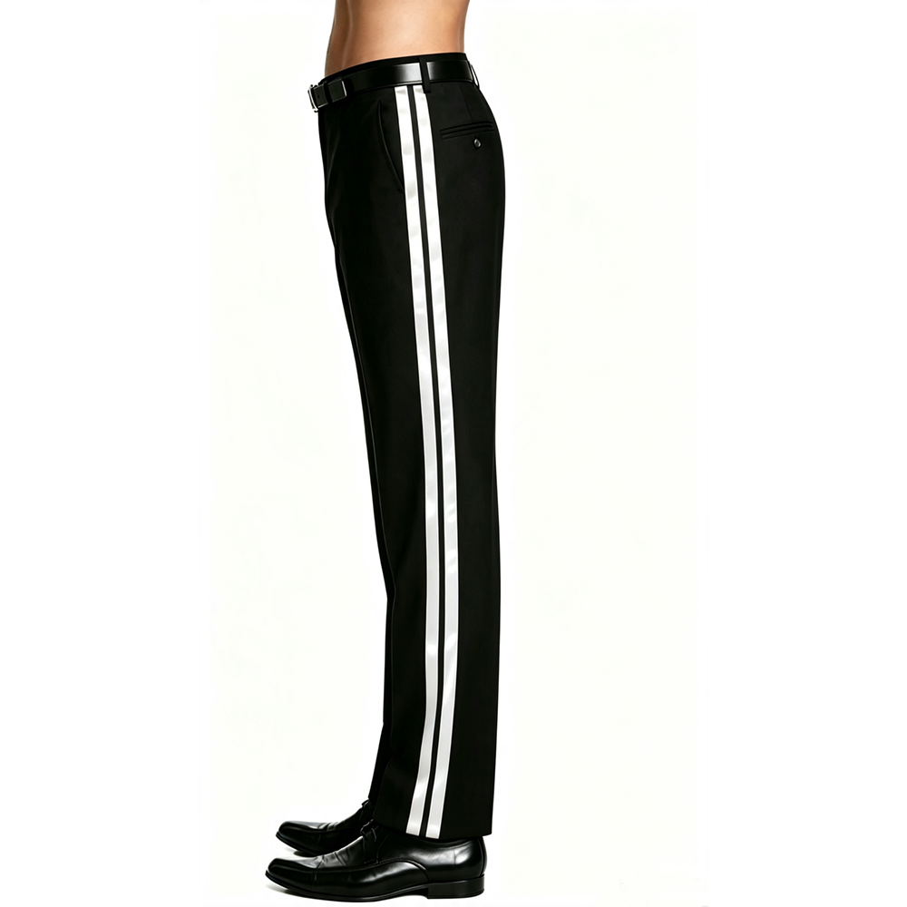 더블 스트라이프 남성 턱시도 드레스 팬츠 플랫 프론트  - Dress Pant Flat Front 리뷰 및 가격