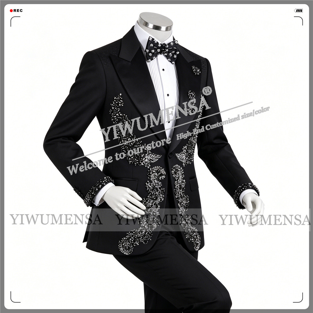남성용 독점 웨딩 정장 슬림핏 비즈 장식 자켓 바지 2 - Formal Wear Jersey For Men 리뷰 및 가격