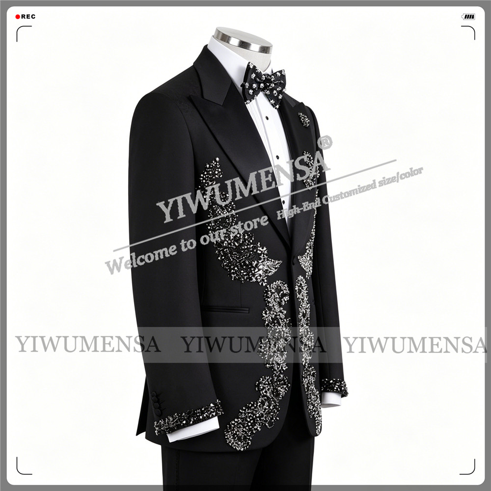남성용 독점 웨딩 정장 슬림핏 비즈 장식 자켓 바지 2 - Formal Wear Jersey For Men 리뷰 및 가격