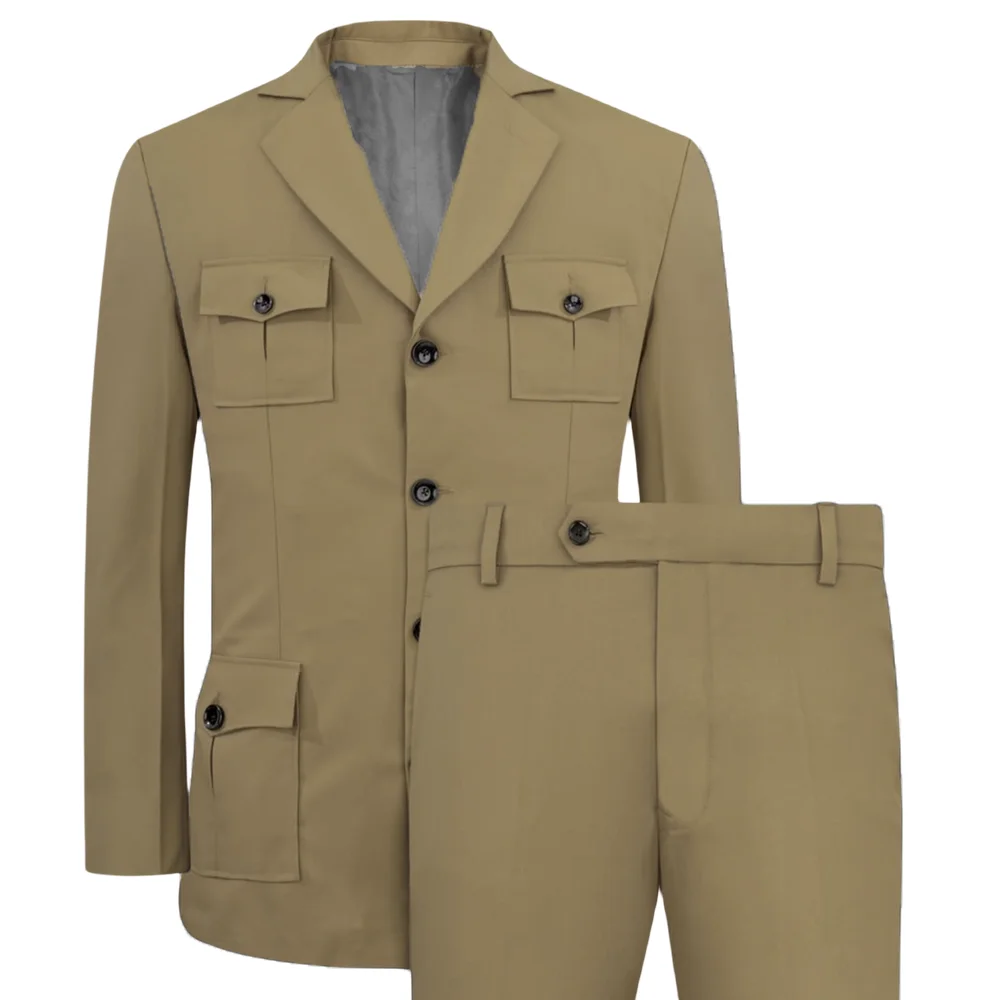 남성 정장 Jakcet 캐주얼 카키 2 조각 블레이저  - Khaki Formal Wear Men 리뷰 및 가격
