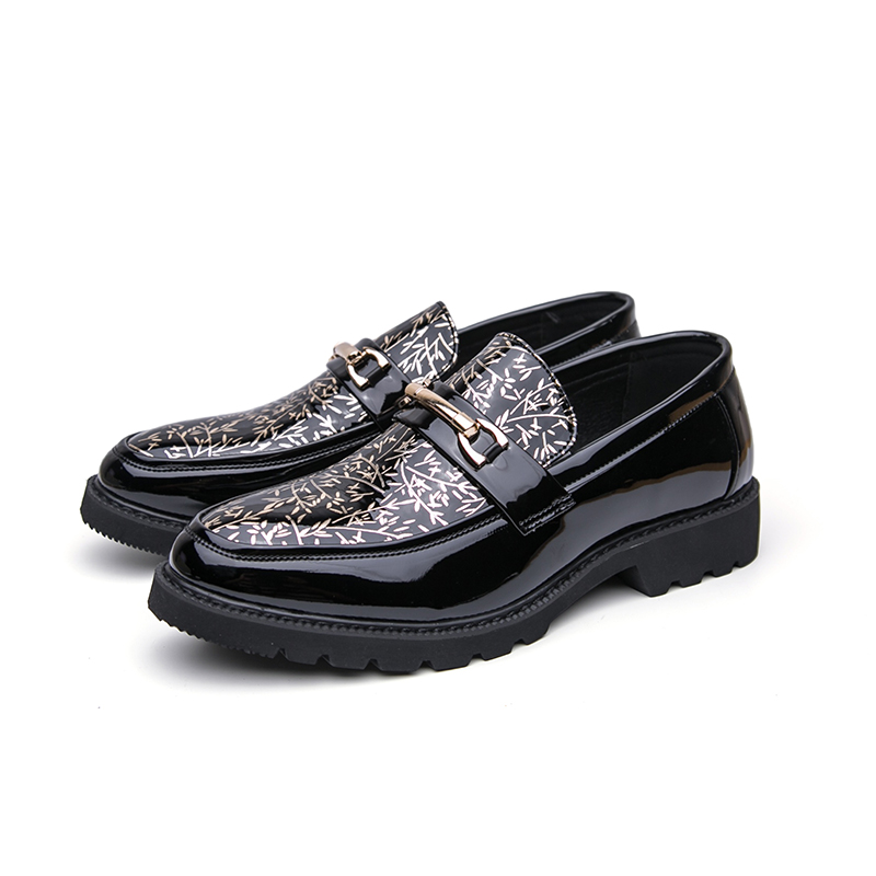 남성 투톤 대나무 프린트 에나멜 가죽 로퍼 메탈 호스빗 - Men Formal Wear Shoes 리뷰 및 가격