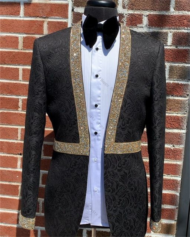 화이트 가을 남성 정장 세트 2피스 블레이저+바지 골드 - Formal Wear Jersey For Men 리뷰 및 가격
