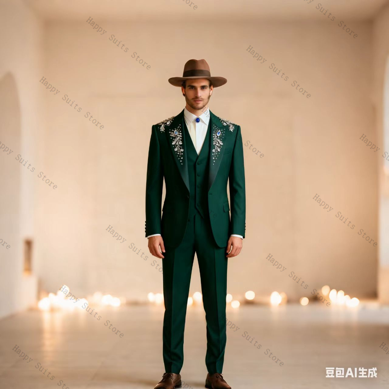 블루 크리스탈 남성 정장 세트 3피스 조끼+블레이저+바 - Formal Wear Jersey For Men 리뷰 및 가격