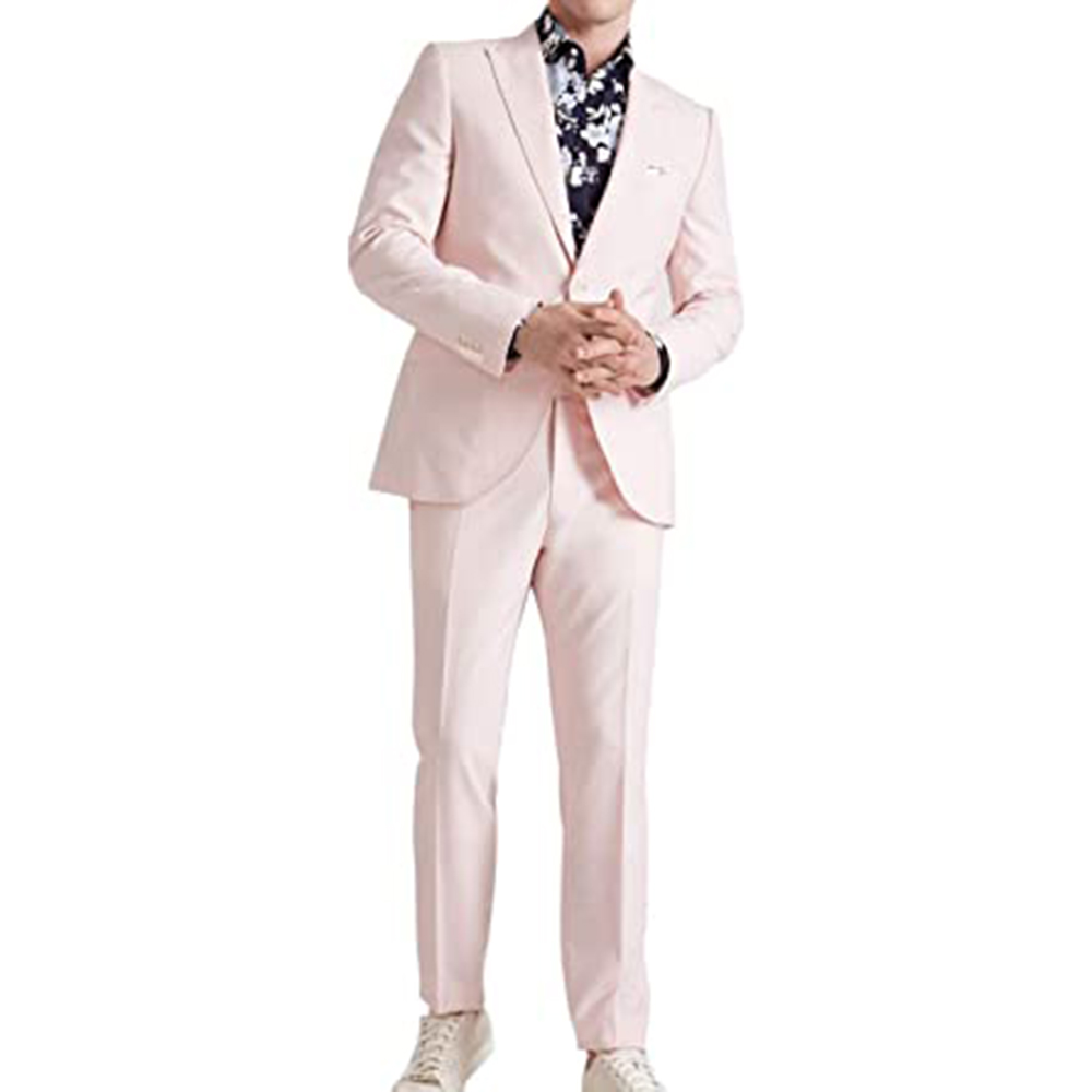 여름 핑크 슈트 신랑 의상 슬림핏 비즈니스 캐주얼 남성 - Men Formal Wear Pink 리뷰 및 가격