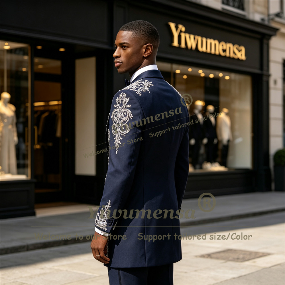 수제 크리스탈 비딩 남성 맞춤형 싱글 브레스티드 프롬  - Formal Wear For Men In Wedding 리뷰 및 가격