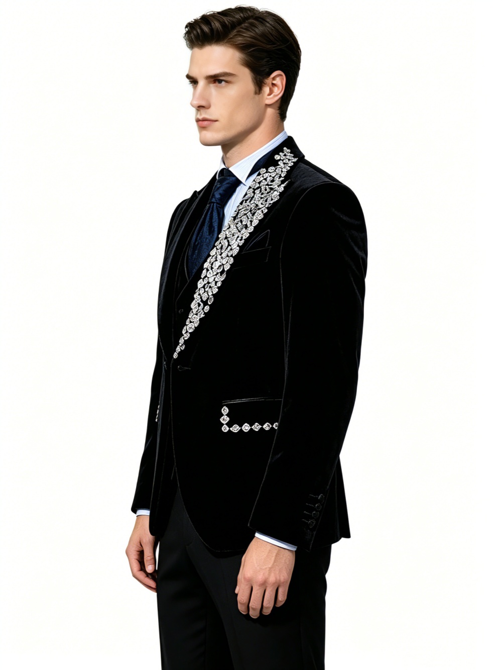 정장 벨벳 투피스 세트 플러스 사이즈 남성 정장 크리스 - Formal Wear Jersey For Men 리뷰 및 가격