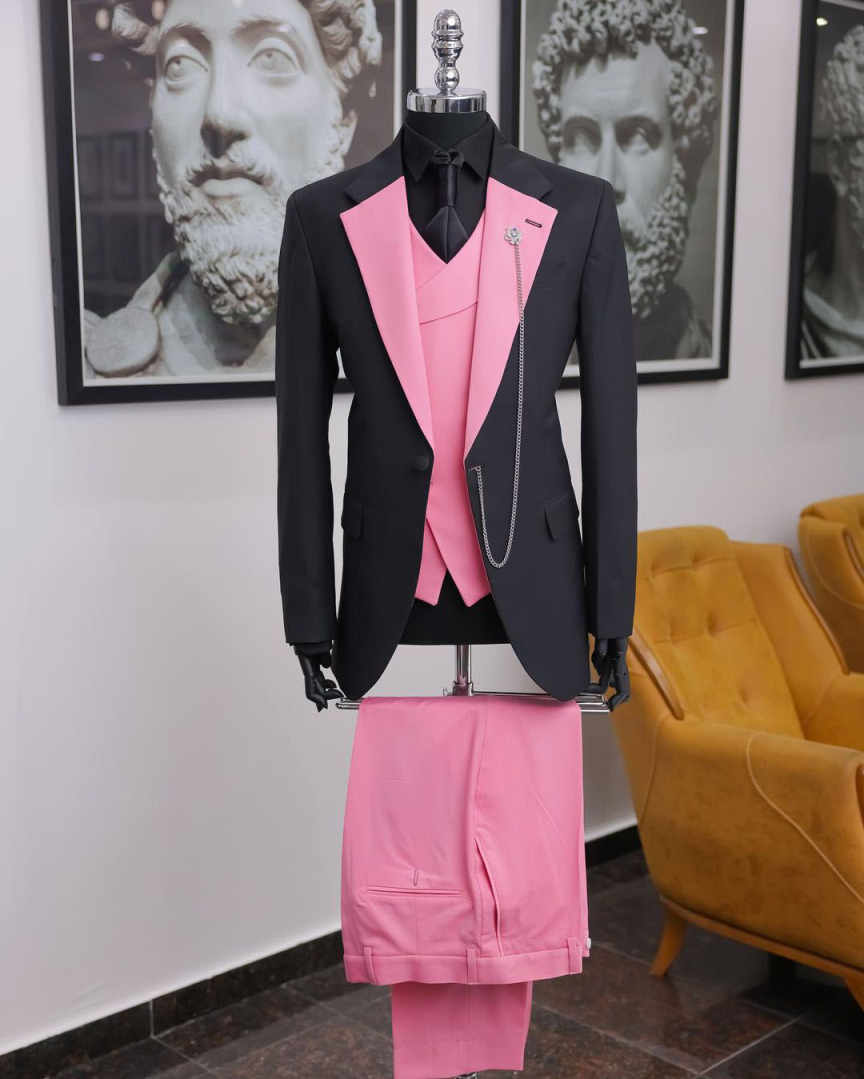 럭셔리 블랙 핑크 남성 턱시도 숄 라펠 3피스 정장 웨 - Men Formal Wear Pink 리뷰 및 가격