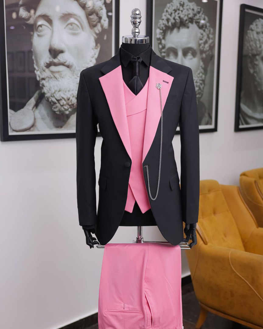 럭셔리 블랙 핑크 남성 턱시도 숄 라펠 3피스 정장 웨 - Men Formal Wear Pink 리뷰 및 가격