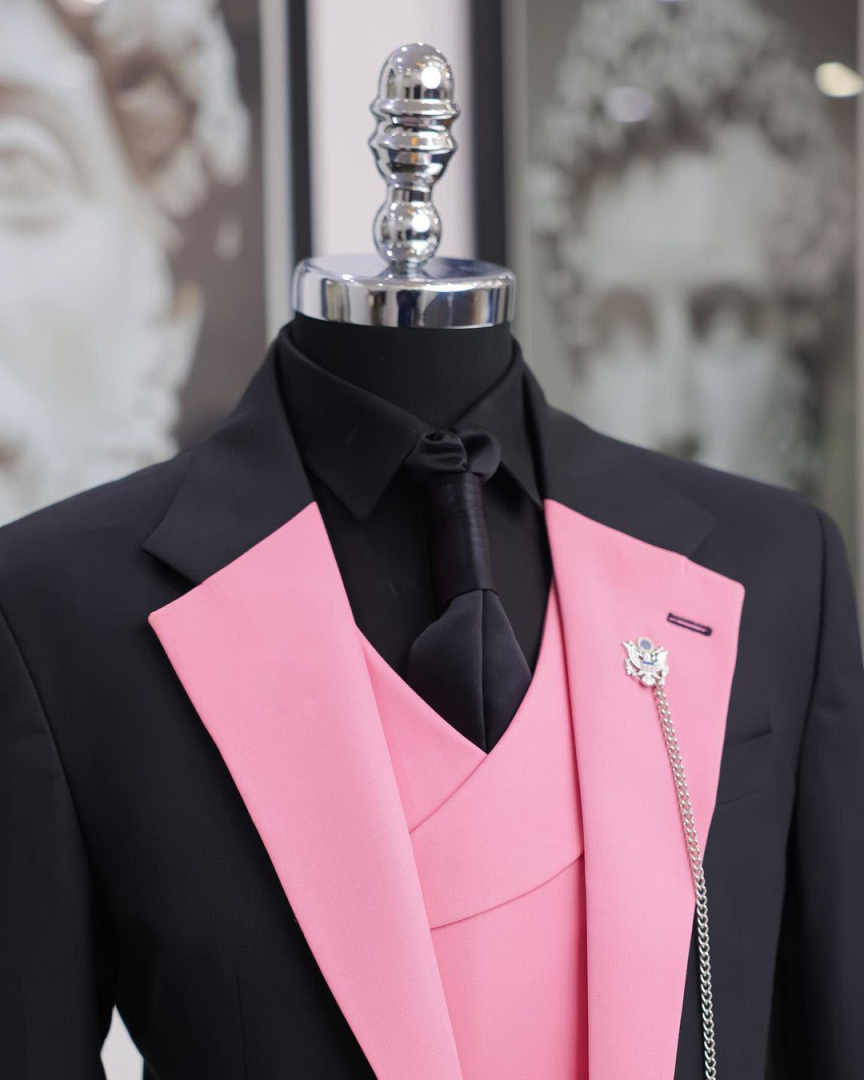 럭셔리 블랙 핑크 남성 턱시도 숄 라펠 3피스 정장 웨 - Men Formal Wear Pink 리뷰 및 가격