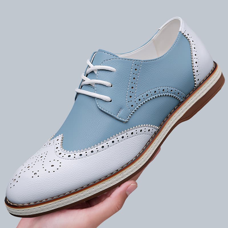 남성용 화이트 블루 투톤 브로그 옥스포드 슈즈 레이스업 - Men Formal Wear Shoes 리뷰 및 가격