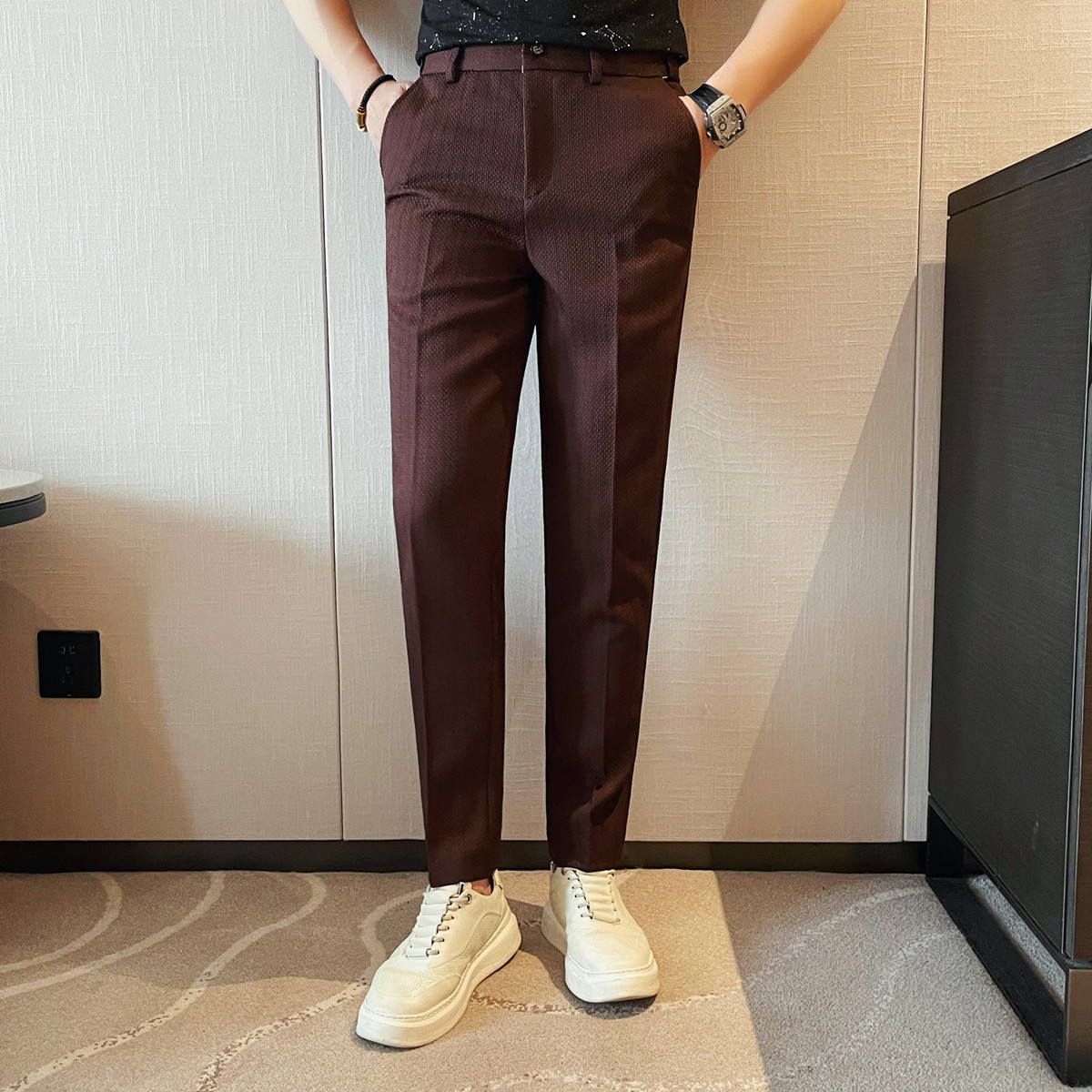 2025 봄 여름 신사복 얇은 줄무늬 캐주얼 바지 패션 - Men'S Used Formal Wear 리뷰 및 가격
