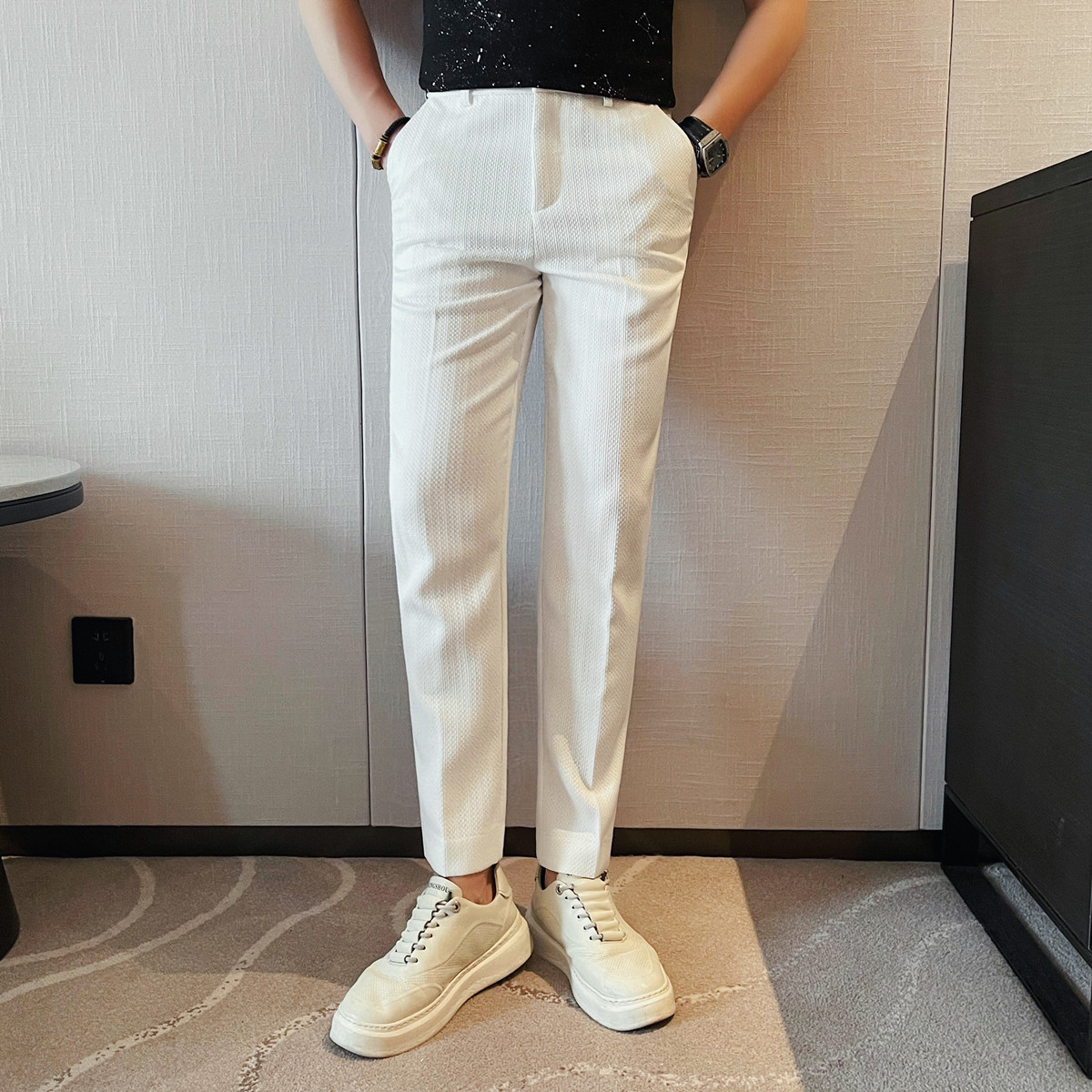 2025 봄 여름 신사복 얇은 줄무늬 캐주얼 바지 패션 - Men'S Used Formal Wear 리뷰 및 가격