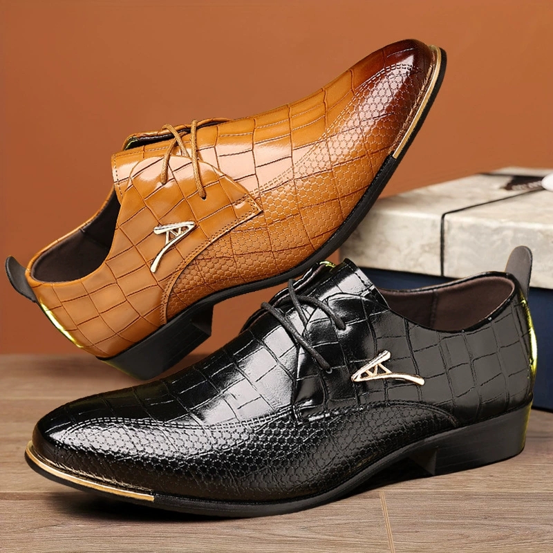 패션 PU 가죽 신발 남성 비즈니스 정장 구두 블랙 브 - Men'S Used Formal Wear 리뷰 및 가격