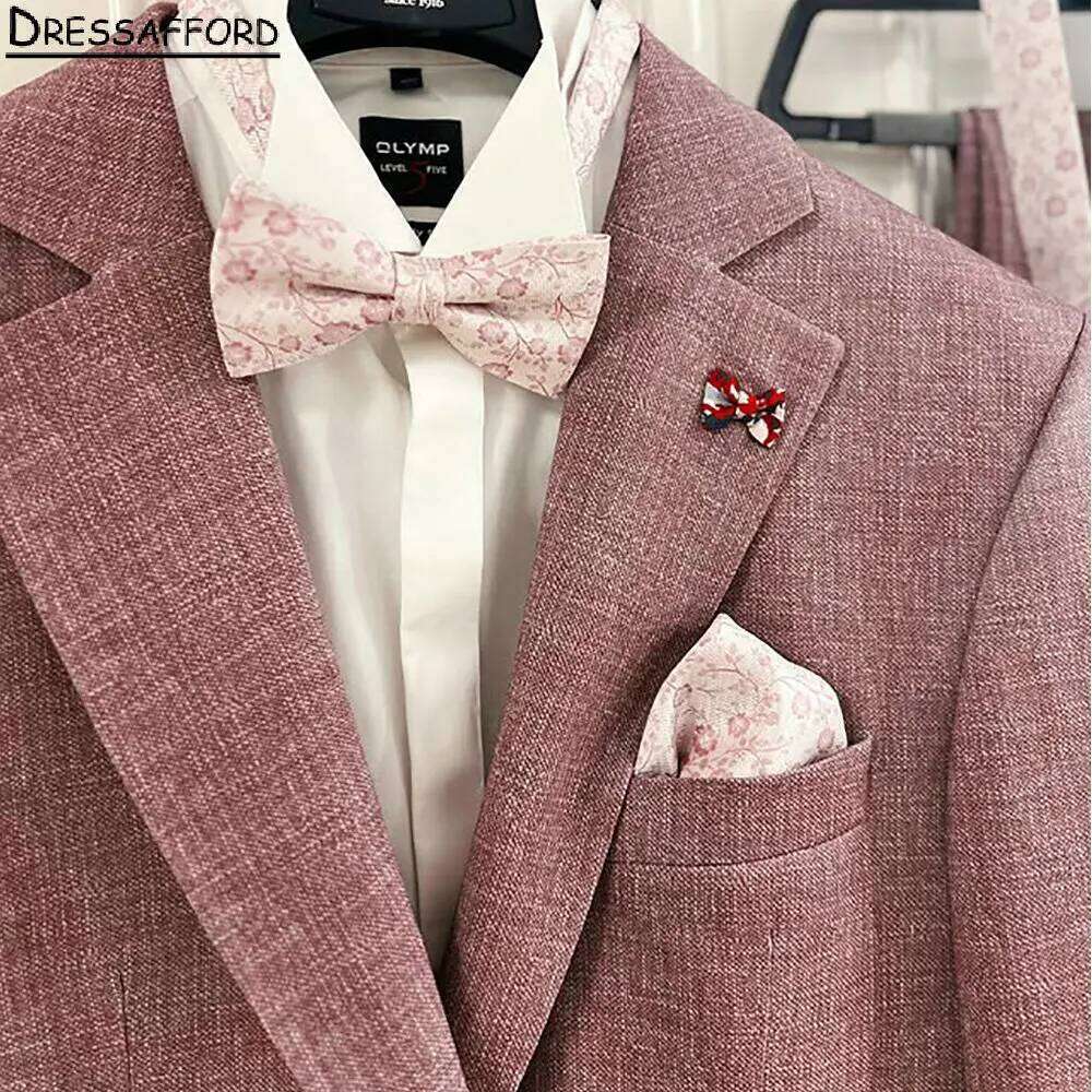 핑크색 정장 웨딩 수트 남성 비즈니스 수트 2피스 자켓 - Men Formal Wear Pink 리뷰 및 가격