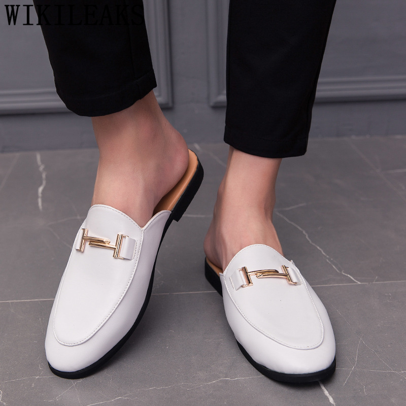 남성용 블랙 하프 슈즈 가죽 신발 남성용 뮬 캐주얼 신 - Men Formal Wear Shoes 리뷰 및 가격