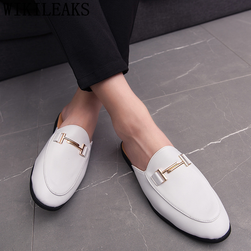 남성용 블랙 하프 슈즈 가죽 신발 남성용 뮬 캐주얼 신 - Men Formal Wear Shoes 리뷰 및 가격