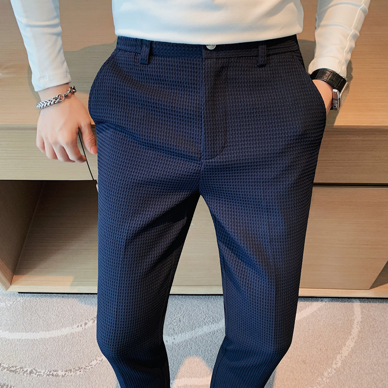 2024 가을 새로운 와플 스트레치 허리 비즈니스 정장 - Men'S Used Formal Wear 리뷰 및 가격
