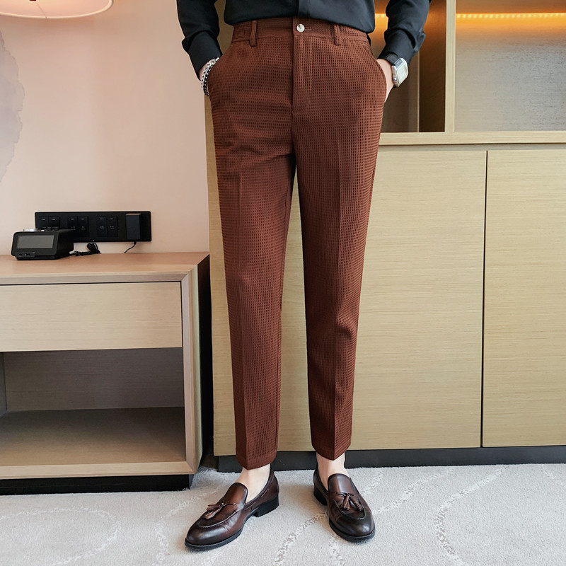 2024 가을 새로운 와플 스트레치 허리 비즈니스 정장 - Men'S Used Formal Wear 리뷰 및 가격