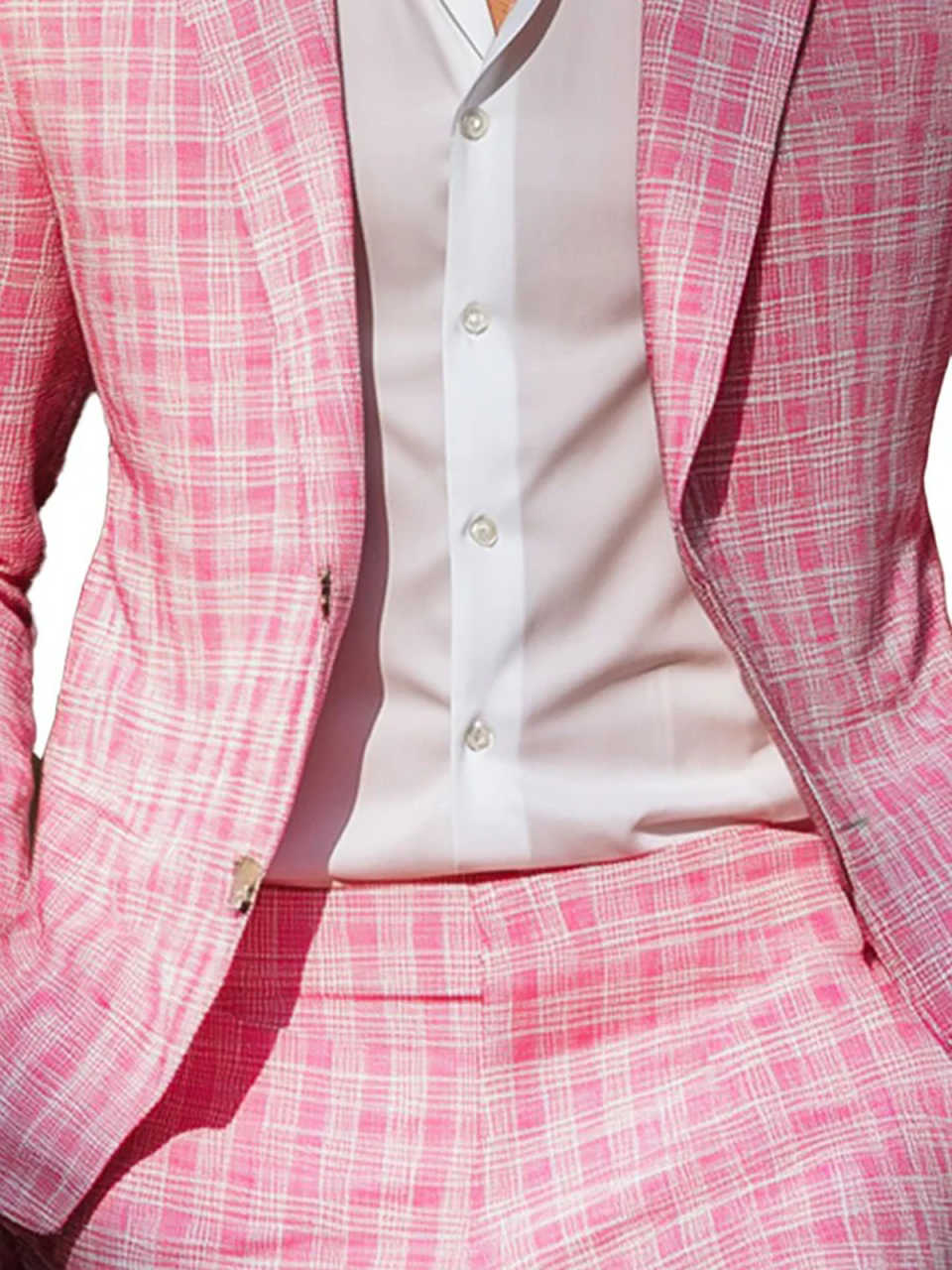 여름 핑크 격자 무늬 남성 턱시도 파파 옷깃 공식 파티 - Men Formal Wear Pink 리뷰 및 가격