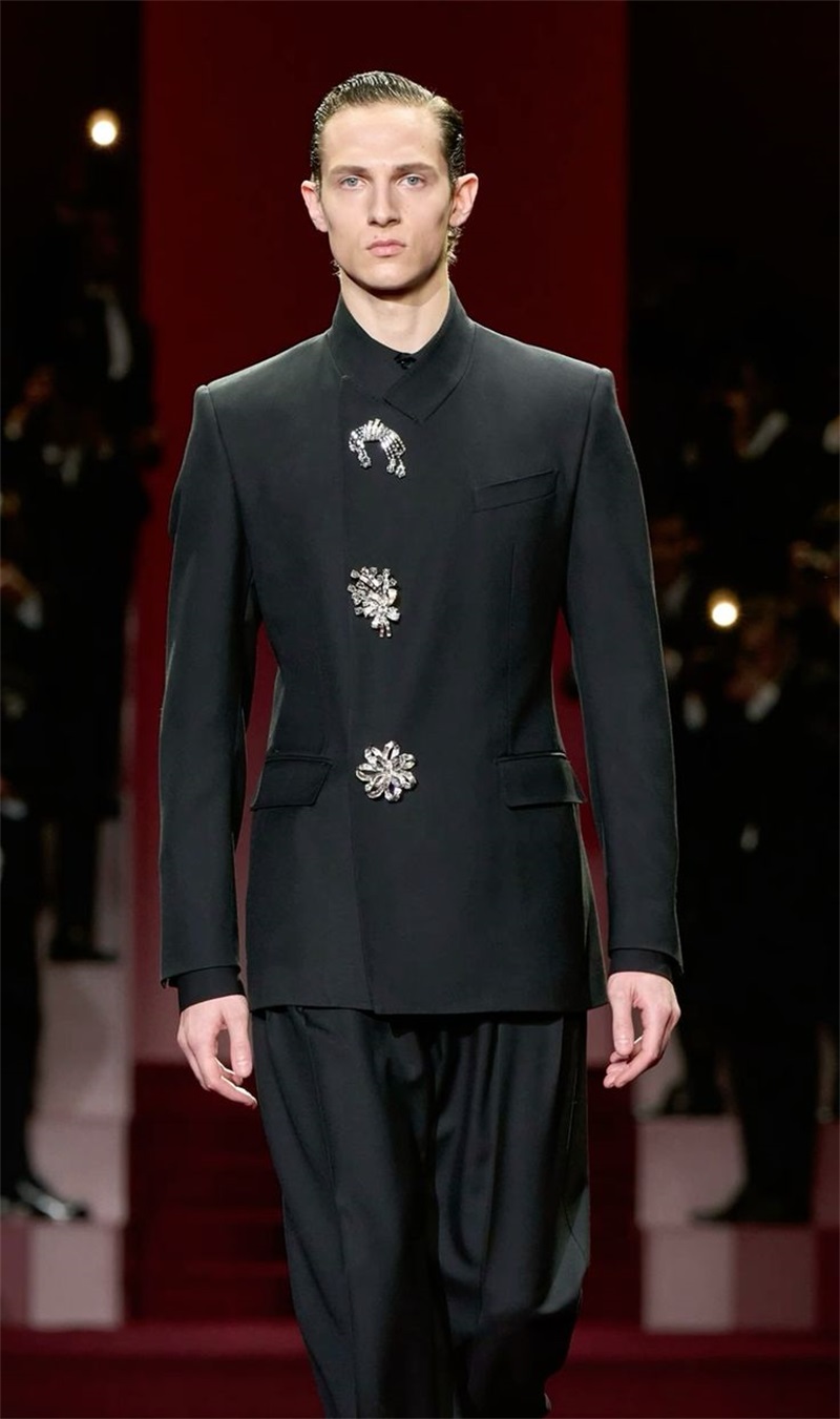 블랙 크리스탈 남자 정장 세트 2 Pcs 블레이저 +  - Formal Wear Jersey For Men 리뷰 및 가격