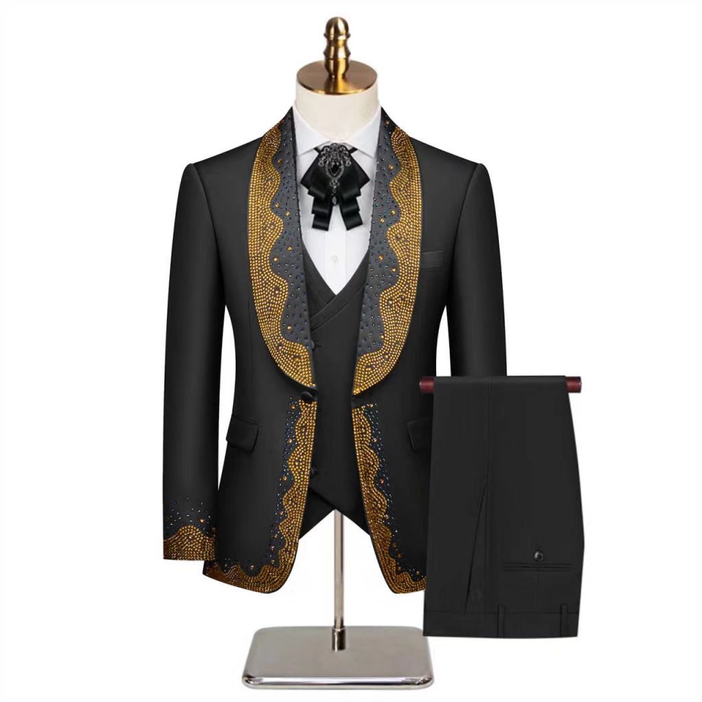 화이트 남성 정장 세트 2피스 블레이저+바지 고급 스톤 - Formal Wear Jersey For Men 리뷰 및 가격