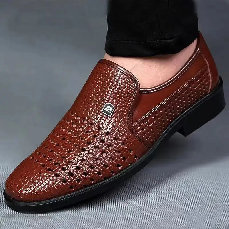 여름 새 가죽 신발 남성 비즈니스 중공 구멍 부드러운  - Formal Men Office Wear Sandals 리뷰 및 가격