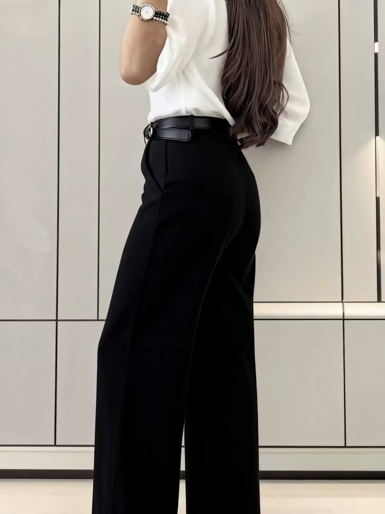 하이라이즈 프론트 다트 플리츠 팔라조 팬츠 풀 기장 루 - Dress Pant Flat Front 리뷰 및 가격