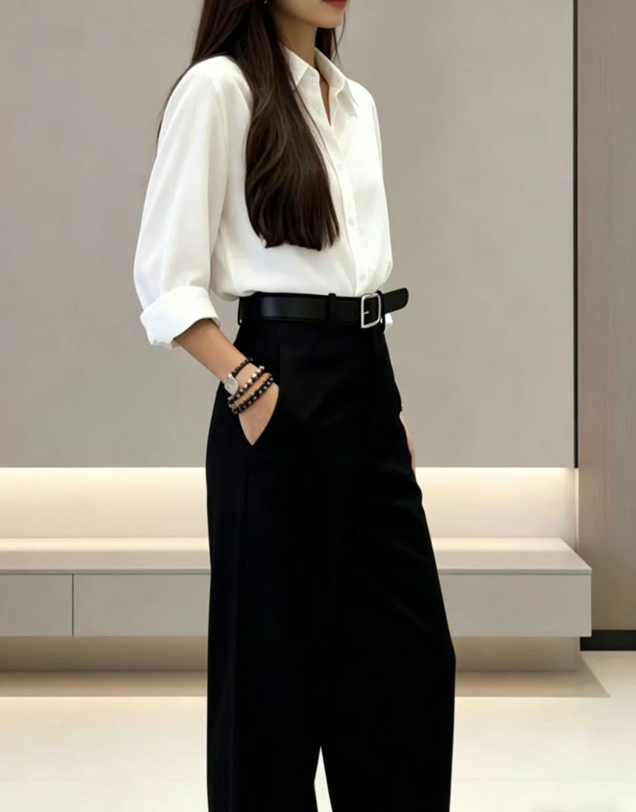 하이라이즈 프론트 다트 플리츠 팔라조 팬츠 풀 기장 루 - Dress Pant Flat Front 리뷰 및 가격