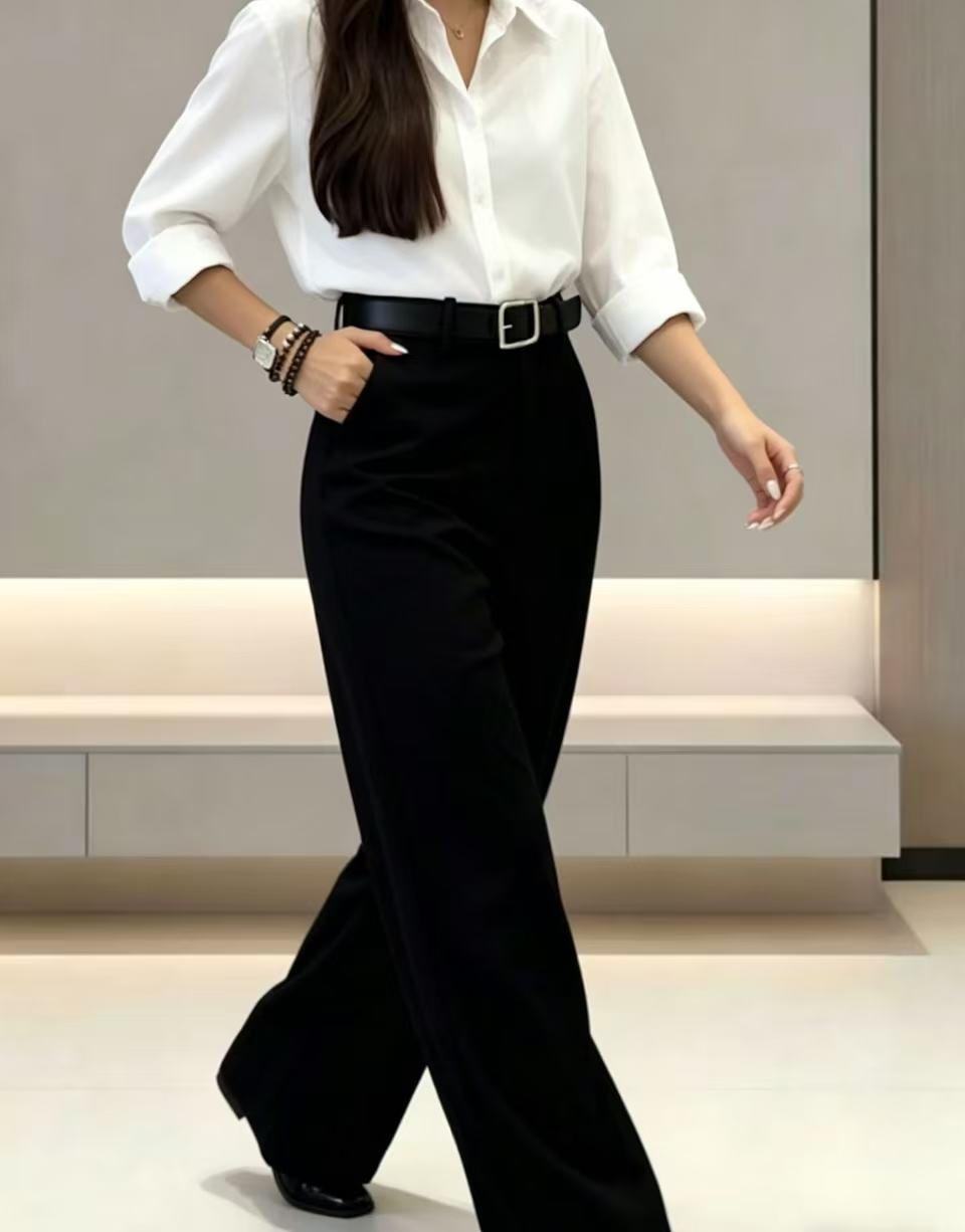 하이라이즈 프론트 다트 플리츠 팔라조 팬츠 풀 기장 루 - Dress Pant Flat Front 리뷰 및 가격