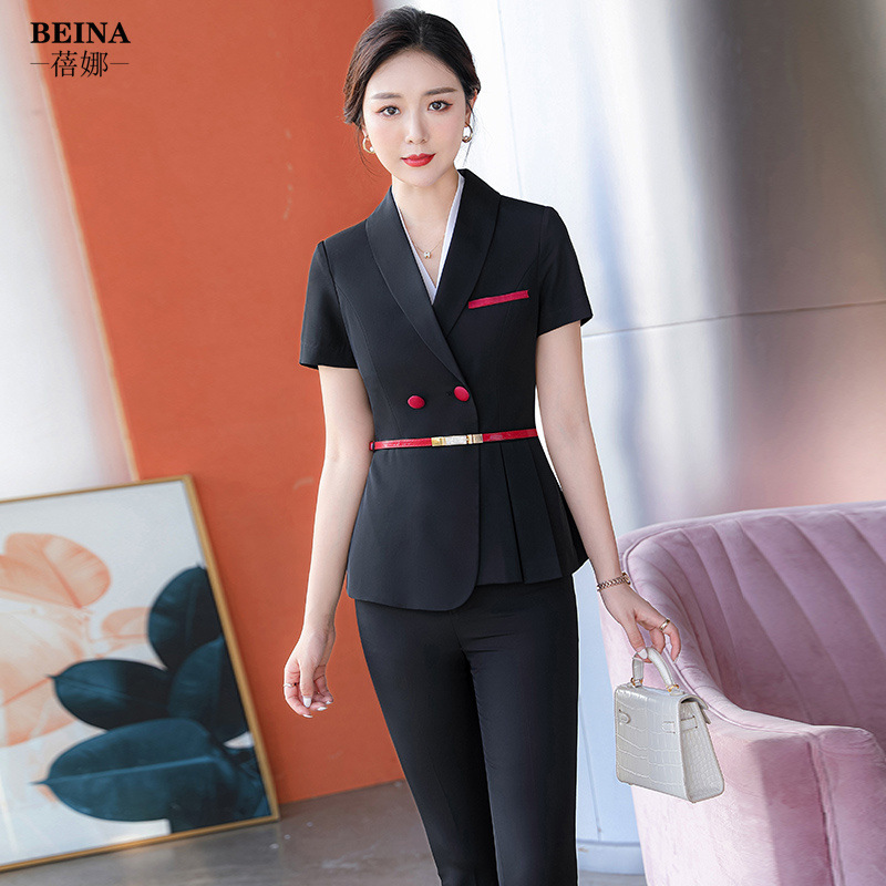 여성용 여름 정장, 우아한 반팔 블레이저 수트 드레스, - Dress Pant Flat Front 리뷰 및 가격