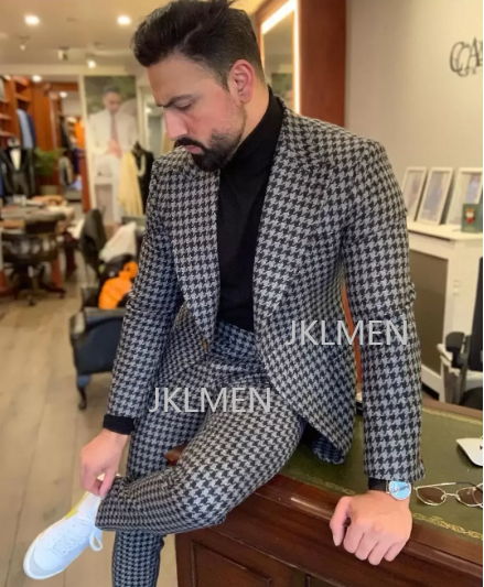 Houndstooth Mens 정장 2PCS 웨딩 턱시 - Formal Wear For Men In Wedding 리뷰 및 가격